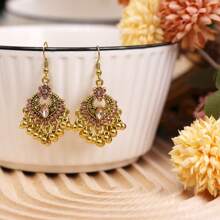 1 paire de boucles d'oreilles clochettes à imprimé floral à la mode, idéales pour un usage quotidien, des cadeaux ou des fêtes