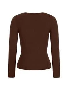 GAOVOT 女士 T 恤 Y2K 春夏休闲日常性感纯色蕾丝撞色修身长袖性感 V 领上衣，适合情人节穿着