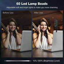 Aufladbare Selbstauslöser-Licht und Smartphone-Licht-Clip für - Smartphone LED-Licht mit einstellbarer Helligkeit, perfekt für Selfies, Make-up, Live-Streaming und Videokonferenzen, Schwarz