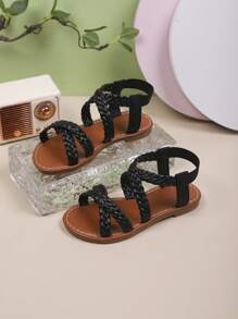 Fashionable Girls Summer Sandals, Woven Design; Comfortable Flat Shoes For Boys, Children Shoes, Suitable For Daily Outing And Holiday