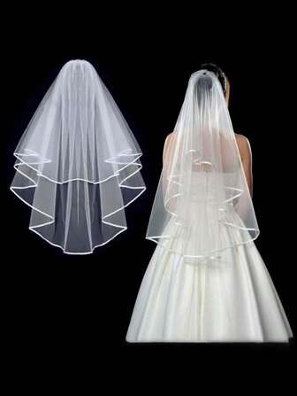 1 pieza Elegante velo de novia blanco de tul con peine - Diseño de malla de doble capa, transpirable, para duchas nupciales, despedidas de soltero, bodas y fiestas de compromiso - Accesorio y obsequio ideal para damas de honor en ropa de otoño para mujeres