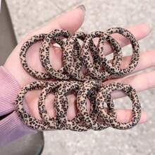 5pcs/10pcs Simple High Elasticity Textured Hair Ties, Versatile Hair Scrunchies For All Seasons Ponytail Holders, Hair Bobbles ,Animal Print