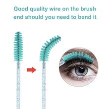 CHEFBEE 100PCS Disposable Eyelash Brushes Mascara Wands Makeup Brushes Applicators Kits For Eyelash Extensions Eyebrow With Container Black - Blue - View 3
