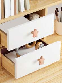 1pc Cute Wooden Cabinet Door Handles - Polished Finish, Star & Moon Design For Youngsters' Room Wardrobe And Drawer Pulls, Wooden Star Moon Kitten Animal Design Cabinet Handles, Suitable For Children's Room Cute Dresser Closet Cabinet Drawer Handle Baby Home Creative Drawer Handles Pulls