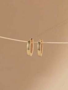 2 对金色黄铜金属环状耳环