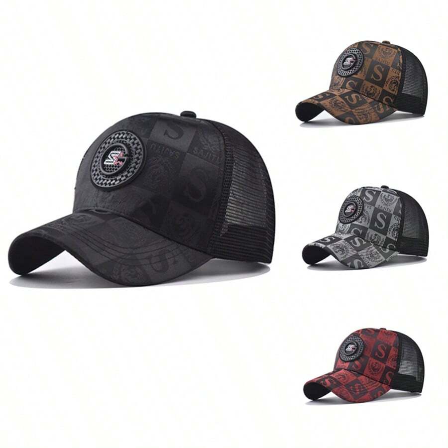 Men's Letter Label Fashion Net Cap, Outdoor Sports Mesh Breathable, Comfortable And Sun-Protective Baseball Cap, Gift For Friends, Street Versatile And Cool Casual Baseball Cap, Truck Driver Hat - màu đen - Xem 1