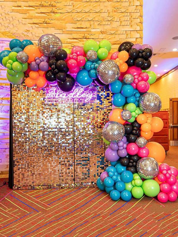172pcs Disco Ball-Themed Garland & Arch Decoration Kit, Suitable For Retro Dance Party, Birthday, Graduation Ceremony, Holiday Celebration - Indoor/Outdoor Decor