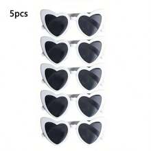 1/5 pezzi Occhiali a forma di cuore alla moda - Realizzati in materiale policarbonato - Disponibili in nero e bianco - Personalizzabili con pennarelli a olio colorati per il fai-da-te - Accessori da matrimonio, oggetti fotografici