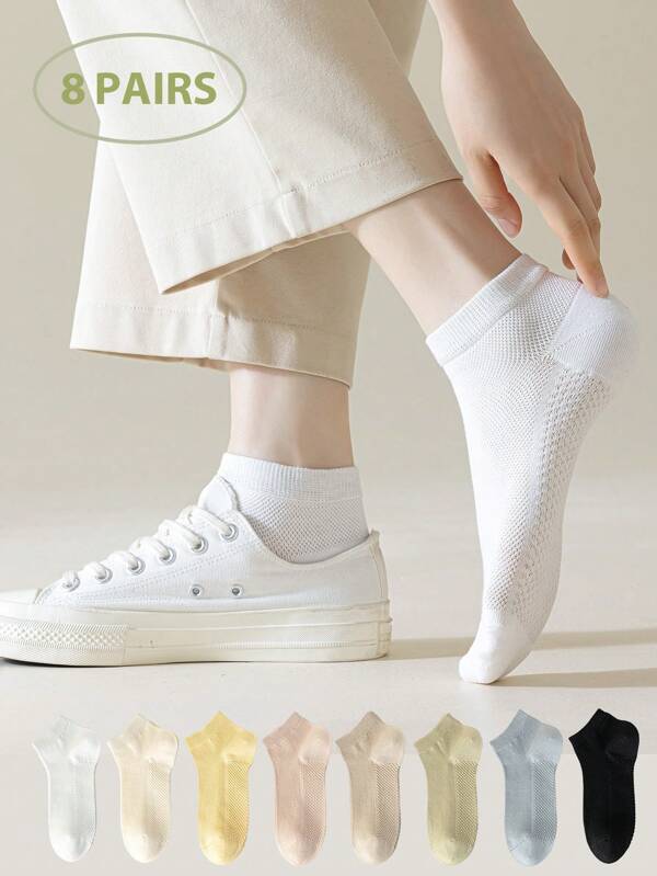 5/8 Pairs Of Women's Socks, Functional Comfort Sole, Massage Texture, Women's Short Socks Ankle Socks, Casual Sports Daily And Out Wear