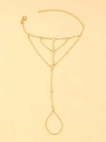 1 pezzo Braccialetto versatile con diamanti incastonati, catena minimalista in metallo per dita