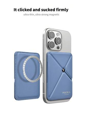 PULOKA 磁性支架卡槽 - 适用于 16/15/14/13/12 的最强磁性钱包，可调节支架带卡槽