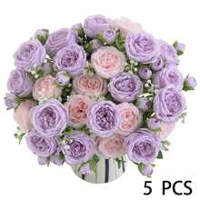 1/3/5 Pcs Peony Artificial Flowers, Reusable Faux Peony Bouquets- Home Room Decor, Flower Arrangements Artificial Centerpiece, Outdoor Garden Yard Decor, Wedding Birthday Bridal Shower Decor-NO VASE