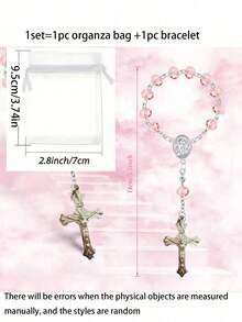 Set de regalo de 10 piezas con pulsera de cristal rosa falso y colgante de cruz, beneficios para bautizo, fiesta de boda, regalos de fiesta de cumpleaños, regalos de bautizo para mujeres, regalos de fiesta de cumpleaños, regalos de fiesta de boda, regalos de despedida de soltera, regalos de fiesta de aniversario - Multicolor - Ver 6