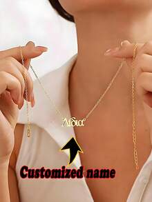 1Pc Personalized Name Necklace Greek Name Necklace, Stainless Steel Jewelry Nameplate Pendant Greece Cyprus Hellenic Greek Letter Name Necklace Men's And Women's Necklace Christmas Gifts(Multiple Chain Options For Men And Women) - Gold - View 4
