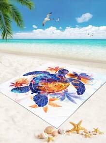 1 Stück minimalistisch gestaltete Outdoor Picknick Matte mit Schildkröten-Design, große tragbare Strand-/Camping-Auflage mit Isolierung