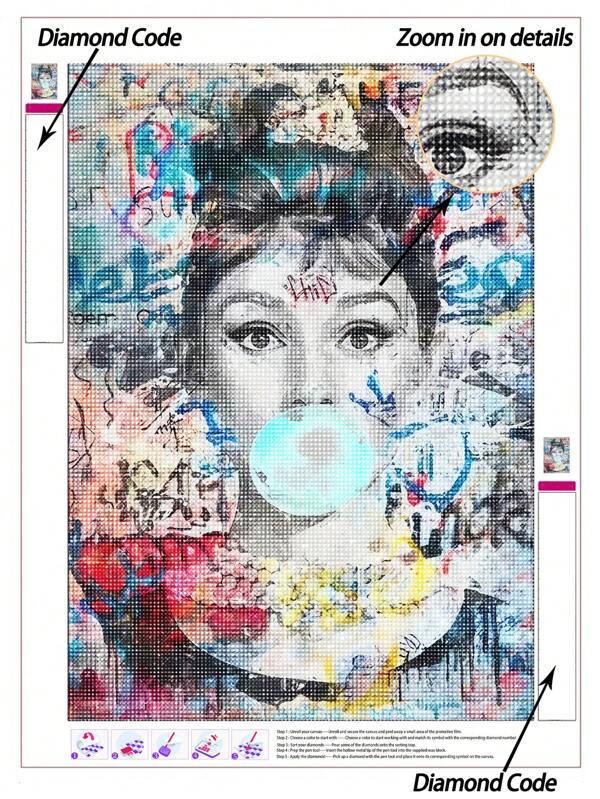 Dipinto di diamanti 5D stile pop art graffiti, ricamo 5D, arte a mosaico ad alta saturazione di colori, stampa artistica su tela per decorazione murale. Dipinto di diamanti fatto a mano per decorazione, crea la tua opera d'arte murale, goditi il divertimento del fai-da-te, regalo perfetto per amici, pittura di diamanti, arte di diamanti