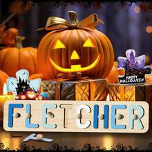 Halloween Thanksgiving Christmas Gifts, Personalized Name Puzzle, Baby Name Puzzle, Early Learning Toys For Baby Boy Or Baby Girl, 3D Alphabet Jigsaw Toy, Wooden Alphabet Puzzle, First 1st Birthday Gifts, Wooden Puzzle, Personalized Gifts, Birthday Gift, Customized Wooden Puzzle Toy, Anniversary Gift, Building Blocks Gift Set, Desert Fall Cozy, Digital Printing - Blue and White - View 5