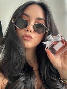 1pc Rhombus/Oval Unique Metal Small Frame Y2K Fashion Fashion Glasses, Essential For Summer Beach Trips