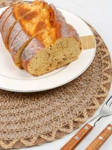1/4/6/12pcs Boho Style Plain Linen Rope Woven Round Placemats, Table Decoration Mats For Home, Family Gatherings