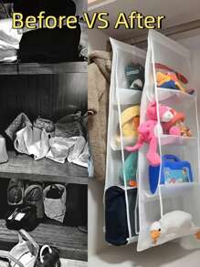 Organizer da appendere a più strati, salvaspazio per armadi, portatile, antipolvere, per appendere accessori di moda da donna, opzionale in nero/bianco a 6/8 scomparti, adatto per armadi, per riporre giocattoli, per organizzazione domestica