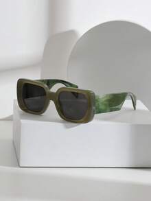 大号方形镜框简约优雅太阳镜，百搭女士多彩夏季时尚渐变镜片拼接波西米亚风 PC 太阳镜，四季遮阳外出装户外海滩海滨度假，馈赠亲朋好友的礼物 - 彩色 - 查看 10