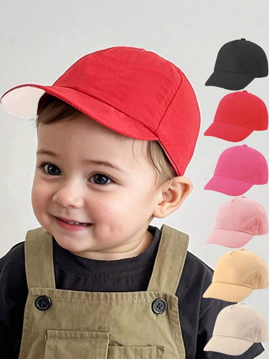 1PC Baby Toddler Solid Baseball Caps Snapback Hat Girls Boys Adjustable Infant Sport Cap Suitable For Outdoor Travel Beach Hat - Multicolor - View 1