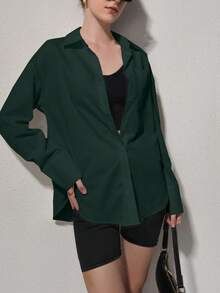 QIANZHIDU Camisa de mujer Elva de unicolor, de manga larga, holgada, para entrevistas de trabajo, ir a la oficina y uso casual minimalista. Adecuada para volver al colegio, graduación, oficina, primavera, verano y otoño. Simple y elegante, apropiada para primavera, verano y otoño. Camisa holgada, ropa de mujer para primavera, verano y otoño. Vestimenta elegante para mujer. Atuendo para el Día de San Valentín y Año Nuevo.