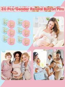 婴儿性别揭晓装饰套装、男孩或女孩队徽章别针、爸爸和妈妈徽章别针、硅胶手环、拍照道具、性别揭晓游戏海报、性别揭晓眼镜、派对用品、迎婴派对装饰、派对礼品、生日装饰、粉色和蓝色性别揭晓装饰 - 彩色 - 查看 5