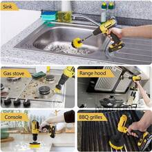 6-Piece Electric Drill Brush Set – Multi-Surface Power Scrubber Kit With Interchangeable Drill Attachments - Yellow - View 5