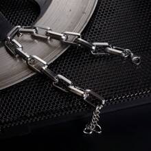 1pc Oversized Industrial Style Titanium Steel Cuban Link Bracelet For Men And Women, Adjustable Unisex Hip Hop Bracelet