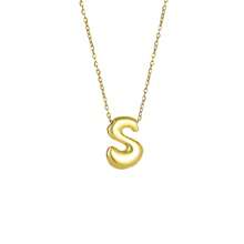 18K Bubble Letter Necklace Gold For Women, Initial Necklaces Rhinestone Chunky Bubble Letter Necklace As Mother's Day Gifts Charm Puff Name Pendant Alphabet Necklaces Non Tarnish Gold Plated Jewelry