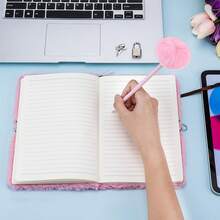 1/2 件粉色毛绒 A5 可锁日历笔记本，软封面梦幻日历簿，学校用品日记本（含圆珠笔），学校用品，返校 - 彩色 - 查看 3