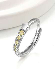 1pc Colorful Zirconia Shooting Star Design Adjustable Fashion Ring, Simple European Style