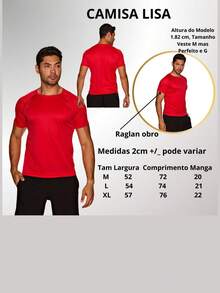 Kit With 3 T-Shirts Dry Fit Shirts Plain Black-White Gray Men's Short Sleeve - Casual - Training - Gym - Sports - Exercises - Running-Party - Đỏ - Xem 5