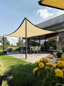 VANDHAM VANDHAM quadratische Sonnendach-Überdachung - Beige mit verstärkten Ösen, große Outdoor-Sonnendach für Terrasse, Garten und Hinterhof (inklusive Installationszubehör)
