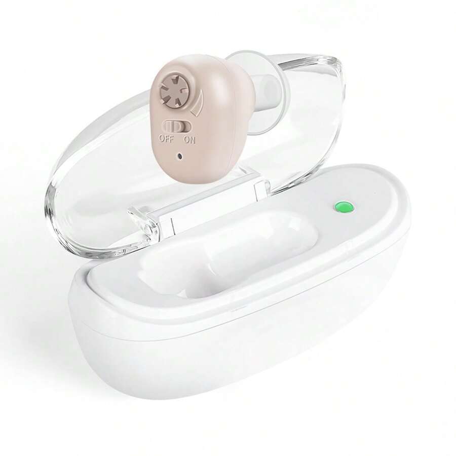Hearing Aids, Invisible Rechargeable Digital Hearing Aids For Seniors With Sound Processing Noise Cancelling Providing Clear Sound Quality And Comfortable Wearing. Super-Mini - Khaki - View 1