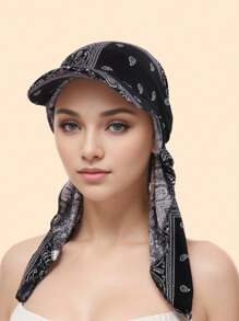 1pc Fashion Visor Cap With Tie Band, Baseball Cap, Headscarf Cap, Suitable For Casual, Party, Gathering