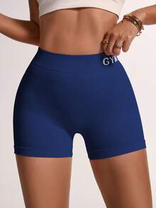 TCVC 女士瑜伽字母后背V字运动短裤亲肤百搭高弹力收腰提臀室内外瑜伽休闲短裤