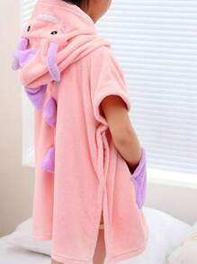 1 Pc Dinosaur Design Bath Towel For Children, Baby Kids Cloak Towel With Cape, Boys And Girls' Absorbent Bathrobe, Swimming Beach Hooded Towel,Best Gift For Children's Day