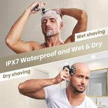 7D Head Shavers For Bald Men, Detachable Head Shaver LED Display Dry Wet Bald Head Shavers, IPX7 Waterproof Head Shavers With Type-C USB Charge - Black - View 5