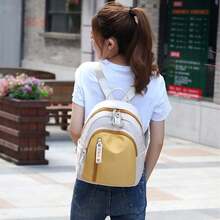 Women's Small Backpack, Mini Nylon Travel Backpack, Lightweight Cute Shoulder Bag For Girls - GREEN - View 9