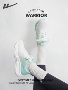 WARRIOR 战士时尚复古运动鞋女款春夏轻便舒适透气跑步鞋简约风格休闲时尚运动鞋全年适用耐磨全天穿着训练运动鞋软底 - 白/綠 - 查看 4