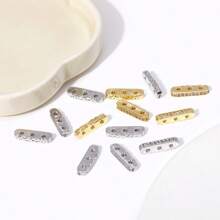 18K Gold Plated Inlaid Zirconia Beads Spacer, 3 Holes Separators For Beads, DIY Beading Jewellery Making Components