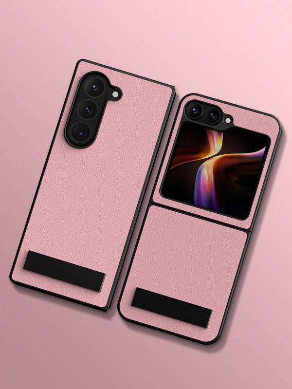 1 Stück Klapp-Handyhülle mit Halterung kompatibel mit Galaxy Z Flip 6, Hartplastik Schutzwand schockresistent kompatibel mit Galaxy Z Flip 5, multifunktionale faltbare Halterung für Z Flip 4 Handyhülle, Z Flip3 Handyhülle mit Texturleder, nützliches Zubehör für Handyhülle kompatibel mit Galaxy Z Fold 6, coole klassische faltbare Handys kompatibel mit Galaxy Z Fold 6, einzigartiges Hülle-Bumper für Galaxy Z Fold 4/3