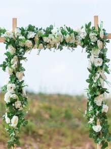 1pc 2.2m Artificial Rose Vine With 10 Roses, Silk Flower Garland For Home Decor, Wedding, Living Room, Covering Pipes