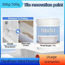 1 pièce Peinture de rénovation de carrelage de salle de bain 300g/500g - Revêtement de rénovation de carrelage au sol et mural | Solution de changement de couleur pour la restauration de la surface de la salle de bain, des toilettes et de la douche