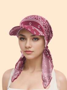 1pc Fashion Visor Cap With Tie Band, Baseball Cap, Headscarf Cap, Suitable For Casual, Party, Gathering