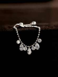 Light Luxury Fairy-Inspired Asymmetrical Waterdrop Tassel Sparkling Synthetic Zirconia Pendant Adjustable Ring - Stylish Youthful Accessory, Luxurious Designer Jewelry - Ring - View 13