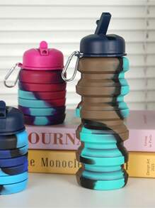 1pc Silicone Retractable Water Cup, Portable Silicone Cup, Collapsible Cup, Portable Cup, High-End Cup, Sports Cup, Capacity 480ml, Outdoor Portable Retractable Drinking Cup Camouflage Creative Sports Water Bottle With Foldable Straw, Shock-Proof, Sports, Fashionable Design, Suitable For Outdoor, Summer, Male And Female, Water Bottle, Office, The Best Summer Outdoor Water Cup Gift For Family