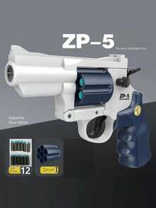 Revólver de bala suave ZP5, 12 balas suaves de EVA, juego de tiro al aire libre, regalo de cumpleaños (algunos colores de los accesorios se envían al azar y puede haber errores de medición debido a la medición manual) - Multicolor - Ver 12